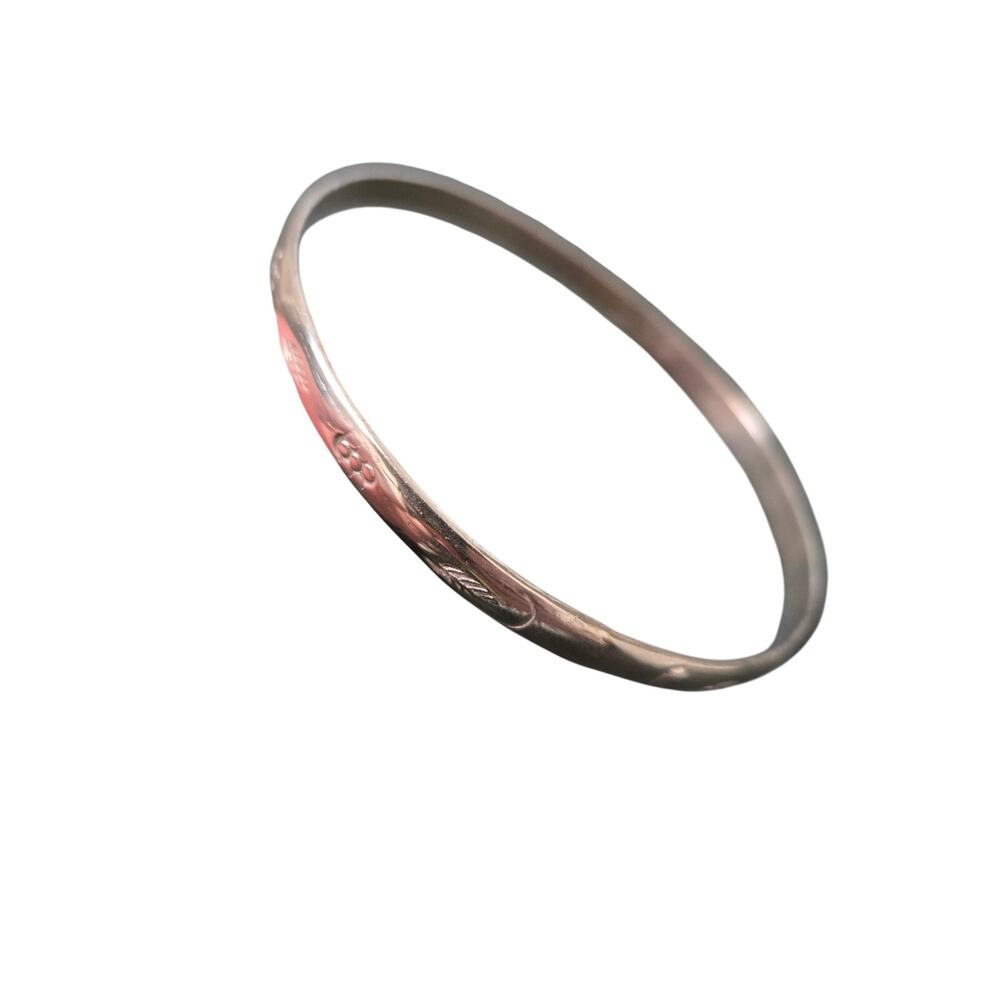 Vintage Thin Engraved Sterling Silver Bangle Stamped Mexico